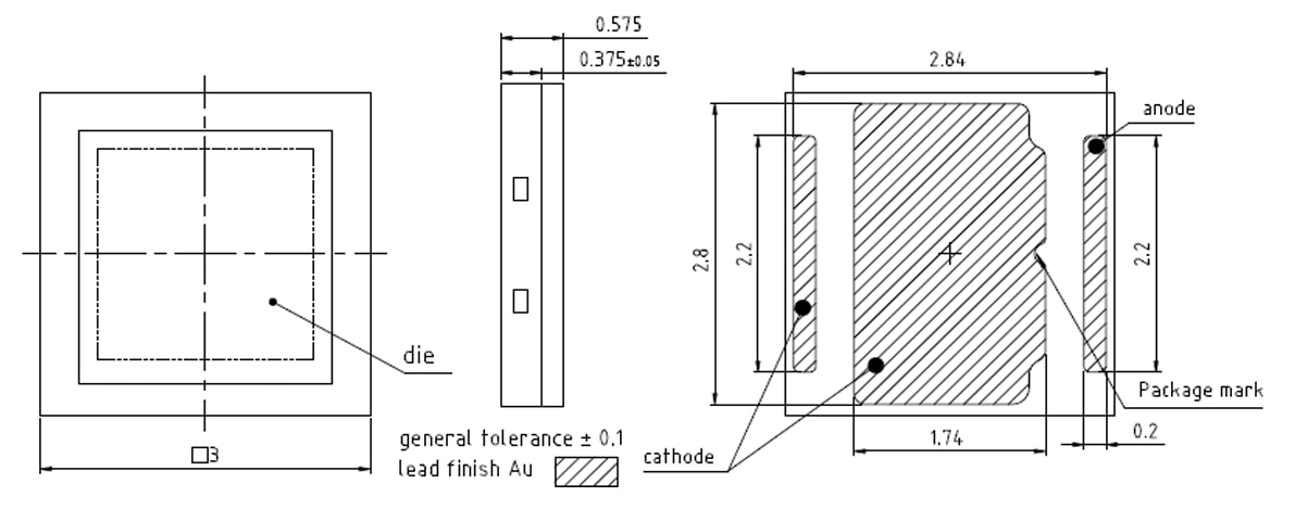 Technische Zeichnung - ams OSRAM OSCONIQ® C 3030 Hochleistungs- und Lichtstärke-LEDs